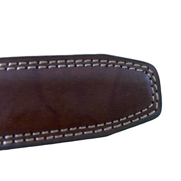 Men's Dockers Size 40/100 Brown Belt Style 11DO0168 Genuine Leather Silver Buckl - Picture 9 of 12